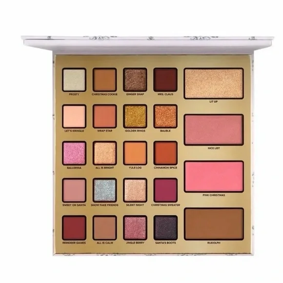 Too Faced Enchanted Eyeshadow Palette with Pink Lip Gloss and travel Mascara